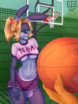  absurd_res ambiguous_gender anthro ball basketball belly big_breasts bottomwear breasts clothed clothing disgruntled duo female game_(disambiguation) hi_res invalid_tag mammal ritios shorts solo_focus top_(disambiguation) 