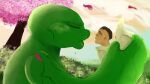  cherry_blossom cracks detailed_background duo green_body humanoid jumbo_josh kissing male male/male plant puckered_lips romantic size_difference skibidi_toilet skibidi_toilet_(species) toilet unclewolfman 