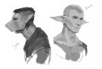  2015 akrolayn ambiguous_species anthro black_sclera bust_portrait digital_media_(artwork) digital_painting_(artwork) duo greyscale hair humanoid humanoid_pointy_ears inner_ear_fluff jack_(akrolayn) male monochrome multiple_images portrait scalie side_view sketch three-quarter_view tuft unavailable_at_source unfinished 