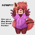  1:1 2022 ailurid anthro artyom_(artyomthefemboi) baggy_clothing baggy_hoodie baggy_topwear black_text bottomless brown_body brown_fur brown_nose clothed clothing digital_drawing_(artwork) digital_media_(artwork) english_text eyebrow_through_hair eyebrows fur hair hi_res hoodie humanoid_hands looking_at_viewer male mammal meyo_crowp narrowed_eyes open_mouth orange_body orange_fur orange_hair pink_clothing pink_eyes pink_hoodie pink_topwear portrait reaching_towards_viewer red_panda shaded simple_background solo tail tan_body tan_fur text three-quarter_portrait topwear translucent translucent_hair white_background 