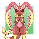  anthro big_ears brown_body brown_fur candypawz cat_smile eeveelution female floppy_ears fur fusion generation_1_pokemon generation_4_pokemon green_background hi_res hybrid looking_at_viewer lop_ears lopunny nintendo pink_body pink_eyes pink_fur pokemon pokemon_(species) pokemon_fusion shiny_pokemon simple_background solo thick_thighs vaporeon white_background wide_hips yellow_body yellow_fur 