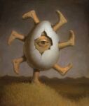  avery_palmer egg feet grass grey_background humanoid humor low_res male plant simple_background solo walking 