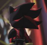  1boy alternate_costume blurry blurry_background cowboy_shot from_behind furry furry_male jacket joeadok male_focus red_jacket shadow_the_hedgehog solo sonic_(series) standing tail 