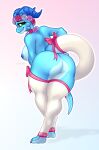  absurd_res anthro areola azula_caelum_(valdusaetherius) bedroom_eyes big_breasts big_butt big_tail blue_areola blue_body blue_horn breasts butt claws clothing digital_media_(artwork) extra_thicc female flower flower_crown furgonomics green_eyes hi_res horn huge_breasts huge_butt kobold leaning leaning_forward legwear looking_at_viewer looking_back narrowed_eyes nipples nude plant presenting presenting_hindquarters reptile ribbons scalie seductive shasya smile smiling_at_viewer smirk smirking_at_viewer solo stockings tail tail_clothing tail_sleeve thick_thighs wide_hips 
