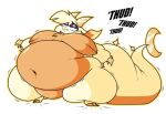  ambiguous_gender anthro belly big_belly big_breasts big_tail breasts chubby_cheeks dragon hi_res huge_belly huge_tail nonbinary_(lore) obese obese_ambiguous onomatopoeia overweight overweight_ambiguous redphlannel solo sound_effects tail text thick_thighs waddle wide_hips 