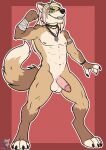  2023 absurd_res anthro balls canid canine flexing genitals hair hi_res male mammal peacewolfactual penis pinup pose solo standing toony 