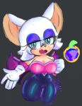 anthro armwear bat bat_wings big_breasts blue_bodysuit breasts cleavage clothed clothing elbow_gloves eyelashes eyeshadow female fur gloves green_eyes grey_background handwear hi_res looking_at_viewer makeup mammal mawstrife membrane_(anatomy) membranous_wings open_mouth purple_eyeshadow rouge_the_bat sega simple_background solo sonic_the_hedgehog_(series) tan_body tan_fur thick_thighs white_body white_clothing white_fur white_gloves white_handwear wide_hips wings 