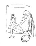  anthro big_breasts breasts butt coffee_cup container cup dorsal_frill female frill_(anatomy) head_crest head_frill herm_(lore) huge_wings long_tail looking_at_viewer looking_back membrane_(anatomy) membranous_frill micro monochrome non-mammal_breasts nude shira_frozenmoon solo standing tail tail_frill vtaar&#039;ahn_graywrath 