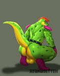  absurd_res alligator alligatorid anthro anus balls big_butt butt crocodilian digital_drawing_(artwork) digital_media_(artwork) five_nights_at_freddy&#039;s five_nights_at_freddy&#039;s:_security_breach genitals green_body hair hi_res looking_at_viewer looking_back looking_back_at_viewer male montgomery_gator_(fnaf) muscular muscular_anthro muscular_male red_hair reptile ryokusetteh scalie scottgames solo steel_wool_studios 