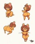  anthro areola big_breasts big_butt breasts brown_hair buckteeth butt cricetid female genitals hair hamster hi_res huge_butt looking_at_viewer looking_back looking_back_at_viewer mammal nipples pussy rodent simple_background solo tansau teeth thick_thighs white_background 