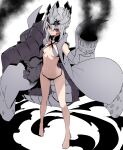  10mo 1girl bikini breasts chalice closed_mouth commentary_request criss-cross_halter crown dragon_tail facial_mark fate/grand_order fate_(series) gloves greyscale halterneck highres holding limited_palette looking_at_viewer midriff monochrome nero_claudius_(fate) queen_draco_(fate) queen_draco_(second_ascension)_(fate) red_eyes simple_background small_breasts solo swimsuit tail 