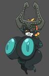  areola armor big_breasts black_body breasts female fused_shadow green_areola green_nipples hair hand_on_breast headgear helmet hi_res holding_breast huge_breasts humanoid humanoid_pointy_ears hyper hyper_breasts imp markings midna nintendo nipples not_furry nsfwoaf one_eye_obstructed orange_hair red_eyes smile solo the_legend_of_zelda thick_thighs twili twilight_princess yellow_sclera 