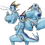  anthro areola big_breasts big_butt big_penis blue_areola blue_body blue_eyes blue_nipples blue_sclera blush blush_lines breasts butt clothed clothing clothing_aside crouching disembodied_penis ear_fins eeveelution female fin fish_tail generation_1_pokemon genitals grey_clothing grey_swimwear hi_res huge_breasts junker_draws looking_at_viewer looking_back looking_back_at_viewer male male/female navel nintendo nipples open_mouth penetration penis pokemon pokemon_(species) rear_view sex simple_background solo swimwear swimwear_aside thick_thighs tongue tongue_out topless vaginal vaginal_penetration vaporeon white_background wide_hips 