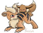  2012 all_fours ass_up blush blush_lines brown_body chest_tuft digital_drawing_(artwork) digital_media_(artwork) duo eevee eyes_closed feral furreon generation_1_pokemon growlithe humping low_res male mount nintendo on_butt pokemon pokemon_(species) signature size_difference tuft 