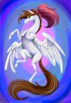  digital_media_(artwork) equid equine feathers female feral flying hair happy hi_res hooves horse mammal pegasus ponytail smile solo sunny_way sunny_way_(character) tail wings 