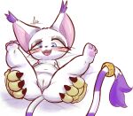  absurd_res anus arustuff bandai_namco blue_eyes blush butt digimon digimon_(species) felid feline female gatomon genitals hi_res looking_at_viewer mammal open_mouth pussy semi-anthro smile solo spread_legs spreading tail white_body 