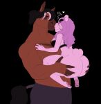  &lt;3 anthro bear black_background black_hair blush bottomless breasts brown_body brown_fur butt clothed clothing digital_media_(artwork) duo equid equine eyebrows eyes_closed female fupp_(fuppfuc69) fuppfuc69 fur hair hi_res highlights_(coloring) holding_butt holding_partner horse kane_(lobokosmico) kissing lingerie male male/female mammal muscular muscular_male pink_hair polar_bear ponytail shirtless simple_background size_difference smile text ursine white_highlights 