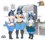  absurd_res anthro appliance award big_breasts bikini blue_body blue_fur bottomwear breast_grab breasts canid canine clothing dominant feet female florida_man floridaman fox fridge fur generation_4_pokemon group hand_on_breast hi_res hindpaw hotpants huge_breasts human humanoid interspecies jealous kitchen kitchen_appliance lucario male mammal muscular nintendo nipples nude paws petting petting_head pokemon pokemon_(species) pokemon_trainer pokephilia shorts simple_background size_difference submissive swimwear thick_thighs trio trophy uniform white_background wide_hips 