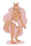  anthro barefoot black_nose briefs brown_body brown_eyes brown_fur brown_hair canid canine canis clothed clothing detailed_background erection_in_underwear erection_under_briefs feet fur girly hair hair_over_eyes hi_res jet_(furrytypist) male mammal navel signature smile solo syforg tighty_whities topless underwear white_briefs white_clothing white_underwear wolf 