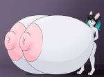  3_toes anthro big_breasts breasts feet female fur huge_breasts hyper hyper_breasts hyper_nipples inside lagomorph leporid mammal multicolored_body multicolored_fur nipples pink_nipples pink_nose rabbit red_eyes s7v8 solo standing toes white_body white_fur 
