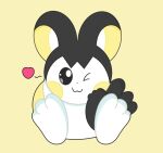  &lt;3 2021 :3 ambiguous_gender anonymous_artist black_body black_fur emolga feral foot_focusd fur generation_5_pokemon nintendo one_eye_closed pokemon pokemon_(species) solo story story_in_description white_body white_fur wink yarnfeathers 