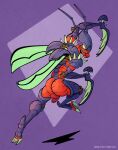  absurd_res antennae_(anatomy) anthro arthropod balls butt genitals hi_res kha&#039;zix_(lol) league_of_legends male metrothefox penis presenting presenting_hindquarters purple_body red_body riot_games smile spread_wings wings 