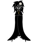  absurd_res accessory alpha_channel barely_visible_feet black_body black_hair black_sclera bodily_fluids cape cape_only claws cloak cloak_only clothing cross cross_necklace daisy_(flower) digital_drawing_(artwork) digital_media_(artwork) eldritch_abomination enigmaticwendigo expressionless feet female flower flower_hair_accessory flower_in_hair hair hair_accessory hi_res humanoid jewelry long_hair looking_at_viewer mammal monster monstrous_humanoid mostly_nude mouthless necklace outline plant simple_background solo tears 