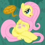  anus butt cutie_mark dialogue digital_media_(artwork) dock english_text equid equine eyelashes female feral fluttershy_(mlp) folded_wings friendship_is_magic genitals grass green_eyes hair hasbro hi_res long_hair long_tail looking_back mammal mediocre_maw my_little_pony open_mouth pegasus pink_hair pink_tail plant pussy tail text wings yellow_body 