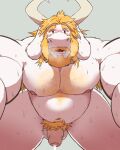  2023 absurd_res anthro armpit_hair asgore_dreemurr balls barazoku beard belly bent_over biceps big_belly big_muscles blush bodily_fluids body_hair boss_monster bovid breath caprine cum cum_drip dripping eyebrows facial_hair flaccid foreskin front_view fur genital_fluids genitals ghoskee goat grey_background hair hi_res horn huge_muscles humanoid_genitalia humanoid_penis long_hair looking_at_viewer male mammal musclegut muscular muscular_anthro muscular_male navel nipples nude open_mouth pecs penis pubes simple_background solo sweat teeth thick_thighs tuft undertale undertale_(series) wet wet_body wet_fur 
