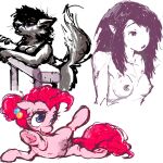  adventure_time anthro breasts canid canine canis cartoon_network clownstongue crotch_breasts equid equine female feral friendship_is_magic genitals group hasbro hi_res horse humanoid mammal marceline_abadeer my_little_pony nude pinkie_pie_(mlp) pony pussy trio vampire wolf 