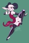  anthro bovid capcom caprine chun-li clothed clothing cosplay crossover crossover_cosplay curled_horn dress evening_gloves female flat_chested floppy_ears goat hi_res horn legwear mammal no_underwear pasties rambi_(wayesh) red_eyes skimpy skimpy_dress solo street_fighter thigh_highs wayesh white_body 