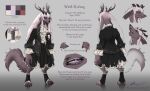  2023 absurd_res ais05 anthro clothed clothing digital_media_(artwork) english_text fur hair hi_res horn looking_at_viewer male mammal model_sheet paledrake paledrake_(artist) signature simple_background solo text unknown_species weiss_(paledrake) white_hair 