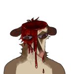  alpha_channel american_opossum anthro binary_drawing blank_stare blood bodily_fluids brainless brown_body brown_eyes brown_fur countershade_torso countershading death dripping_blood fur gore guncht male mammal marsupial neck_tuft simple_background solo telegram_sticker transparent_background tuft 