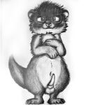  absurd_res animal_genitalia anthro blush circle_glasses erection facial_piercing genitals hi_res male mammal monochrome mustelid nose_piercing nose_ring otter penis piercing ring_piercing sheath surette_(artist) surette_(character) tuft 