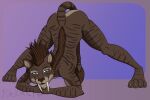  absurd_res anthro ass_up bakari_abamwemwande_(character) big_chief_bakari_(artist) blue_eyes brown_body brown_fur brown_hair butt claws fangs felid fur gradient_background hair hi_res jack-o&#039;_pose male mammal meme mohawk nude pose saber-toothed_tiger sabertooth_(anatomy) simple_background solo spread_legs spreading striped_body striped_fur stripes teeth 