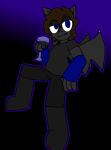  2019 anthro apollysabyss bat biped black_body black_clothing black_ears black_fur black_wings blue_clothing blue_eyes brown_hair clothing container cup drinking_glass eyelashes eyeshadow fur glass glass_container glass_cup grey_clothing hair holding_glass holding_object makeup mammal marci_(apollysabyss) solo topwear trans_(lore) trans_woman_(lore) wine_glass wings 