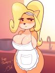  absurd_res activision anthro applespicex apron apron_only areola areola_slip bandicoot big_breasts blonde_hair blush breasts clothed clothing coco_bandicoot crash_bandicoot_(series) english_text eyebrows eyewear eyewear_on_head female frown fur goggles goggles_on_head hair hi_res holidays inside long_hair mammal marsupial multicolored_body multicolored_fur nipple_outline ponytail portrait signature solo standing tan_body tan_fur text thanksgiving thick_thighs three-quarter_portrait two_tone_body two_tone_fur wide_hips 