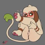  1:1 anthro blush eyewear female generation_2_pokemon genitals glasses hi_res mimi_(mr.smile) mr.smile nintendo pokemon pokemon_(species) pussy smeargle solo_focus 