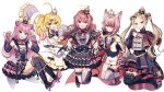  5girls absurdres ahoge animal_ears bat_hair_ornament blonde_hair blue_eyes edward-el fox_ears fox_girl fox_tail hair_ornament highres hinahoshi_airu jacket jewelry kujou_ringo long_hair looking_at_viewer multicolored_hair multiple_girls official_art open_mouth otokado_ruki pink_hair red_eyes red_hair simple_background smile streaked_hair syusetu_kohaku tail tulsi_nightmare vee_(vtuber) virtual_youtuber 