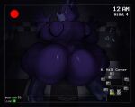  2023 animatronic anthro big_butt biped black_nose bonnie_(fnaf) butt camera camera_hud camera_view checkered_floor checkered_wall chubby_anthro chubby_male countershade_face countershading dark_room debudraws detailed_background digital_media_(artwork) five_nights_at_freddy&#039;s floor glistening glistening_body glowing glowing_eyes hands_on_wall hi_res hollow_eyes inside kneeling kneeling_on_ground lagomorph leporid looking_at_viewer machine male mammal multicolored_body nude pink_eyes purple_body rabbit rabbit_ears robot scottgames scut_tail security security_camera security_footage short_tail simple_background slightly_chubby solo star static tail teeth_showing thick_thighs tile tile_floor two_tone_body wide_hips 