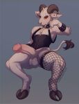  anthro balls big_penis blue_background bovid caprine caracalpilot chest_tuft clothed clothing collar corset crossdressing curved_horn dewclaw_hooves ear_piercing erection eyebrow_piercing facial_piercing fishnet fishnet_legwear fur genitals girly goat half-closed_eyes hi_res hooves horizontal_pupils horn horn_jewelry horn_ring huge_penis humanoid_genitalia humanoid_penis jewelry legwear lingerie lip_piercing male mammal narrowed_eyes nose_piercing nose_ring penis piercing pupils ring_(jewelry) ring_piercing simple_background snakebite_piercing solo spiked_collar spikes studded_bracelet tail tail_tuft topwear tuft white_body white_fur 