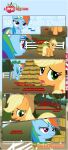  absurd_res apple_tree applejack_(mlp) black_border border butt clothing cowboy_hat cutie_mark dialogue duo ears_up earth_pony equid equine estories eyebrows female fence feral flying folded_wings friendship_is_magic fruit_tree hasbro hat hay hay_bale headgear headwear hi_res horse looking_back mammal my_little_pony outside pegasus plant pony rainbow_dash_(mlp) raised_eyebrow smile spread_wings sweet_apple_acres tree white_fence wings 