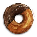  absurdres artist_name chocolate_doughnut doughnut food food_focus highres mitomaton no_humans original realistic simple_background still_life twitter_username white_background 