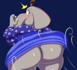  2023 4_fingers absurd_res anthro anus big_butt blush butt clothed clothing clothing_lift dress dress_lift elephant elephantid embarrassed female fingers hair hi_res huge_butt illumination_entertainment mammal mechspazer meena_(sing) proboscidean sing_(movie) solo standing suprised_look thick_thighs unintentional_presentation wide_eyed wind 