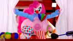 16:9 3d_(artwork) anthro areola big_breasts big_butt breasts butt circus clown clown_makeup clown_nose digital_media_(artwork) female friendship_is_magic hasbro hi_res huge_breasts huge_butt my_little_pony nipples nude pink_areola pink_nipples pinkie_pie_(mlp) smile solo symm widescreen 