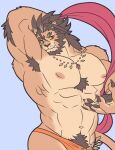  abs anthro armpit_hair barong_(clothing) barong_(tas) body_hair chest_hair dancing felid lifewonders lion male mammal muscular muscular_anthro muscular_male navel nipples pantherine pecs pubes solo tokyo_afterschool_summoners tusks zinpatink_m 