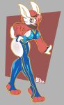  anthro big_breasts bottomwear breasts cinderace clothed clothing female fur generation_8_pokemon green_eyes hair hat headgear headwear hi_res lagomorph mammal nintendo open_mouth pokemon pokemon_(species) red_hair solo solratic thick_thighs topwear white_body white_fur 