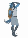  abs absurd_res ansart anthro arctic_fox blue_body canid canine fox hair hi_res long_hair male mammal multicolored_body muscular muscular_anthro muscular_male purple_nose solo 