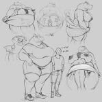  2023 anthro big_breasts big_butt bottomwear breasts butt cleavage clothed clothing common_hippopotamus doctordj face_in_ass face_in_breasts female footwear group hi_res hippopotamid human human_on_anthro interspecies larger_anthro larger_female male male/female mammal monitor monitor_head monochrome nipples nude sex shoes shorts size_difference sketch smaller_human smaller_male smile sneakers standing standing_sex towel trio wet wet_body 
