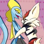  1:1 anthro cinderace duo embrace generation_8_pokemon hi_res hug inteleon lagomorph leporid lizard male mammal nintendo ozziefozzi pokemon pokemon_(species) rabbit reptile scalie 